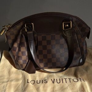 Louis Vuitton Dark Brown Checkered Damier Ebene Verona Purse